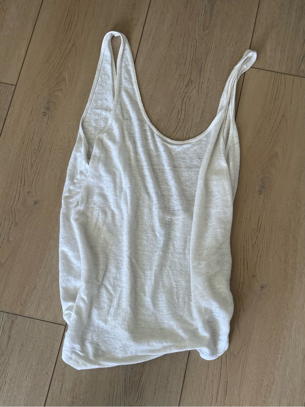 Classic white linen tank with low scoop back